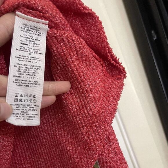 FREE PEOPLE we the free waffle knit red balloon sleeve top size Small - Picture 5 of 6